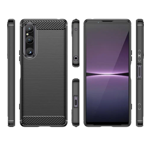 Carbon Case cover for Sony Xperia 1 V flexible silicone carbon cover black - Cell phone cases and covers<<<HurtelXML