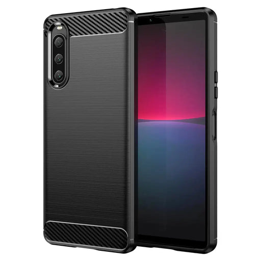 Carbon Case cover for Sony Xperia 10 V flexible silicone carbon cover black - Cell phone cases and covers<<<HurtelXML