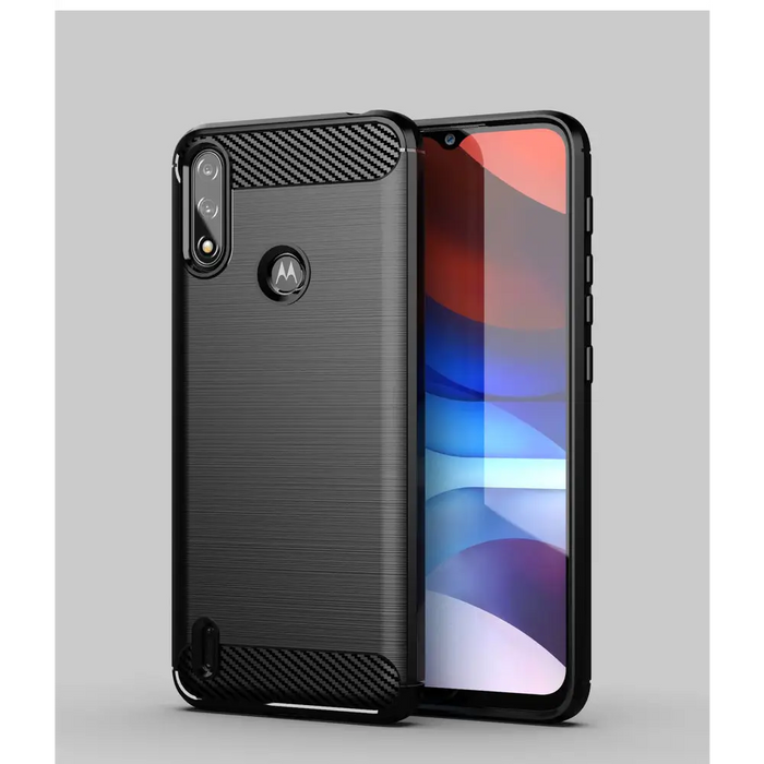 Carbon Case Flexible Cover Sleeve Motorola Moto E7i Power black - Cell phone cases and covers<<<HurtelXML