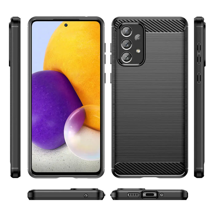 Carbon Case Flexible TPU cover for Samsung Galaxy A73 black - Cell phone cases and covers<<<HurtelXML