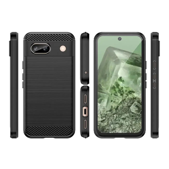 Carbon Case for Google Pixel 8A Flexible Silicone Carbon Cover - Black - Cell phone cases and covers<<<HurtelXML