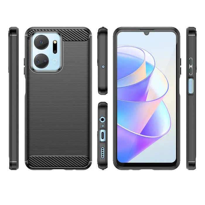 Carbon Case case for Honor Play 40 Plus / Honor X7a flexible silicone carbon cover black - Cell phone cases