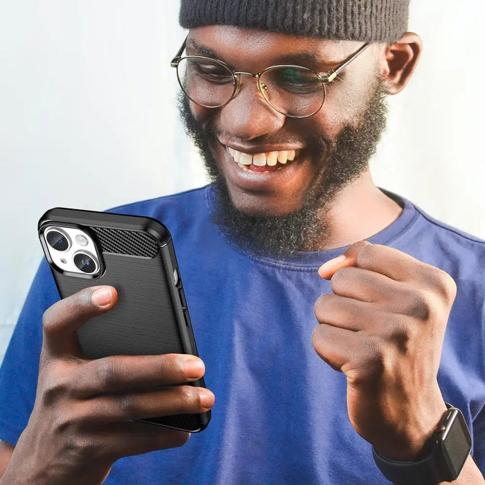 Carbon Case for iPhone 14 Plus flexible gel back cover black - Cell phone cases and covers<<<HurtelXML