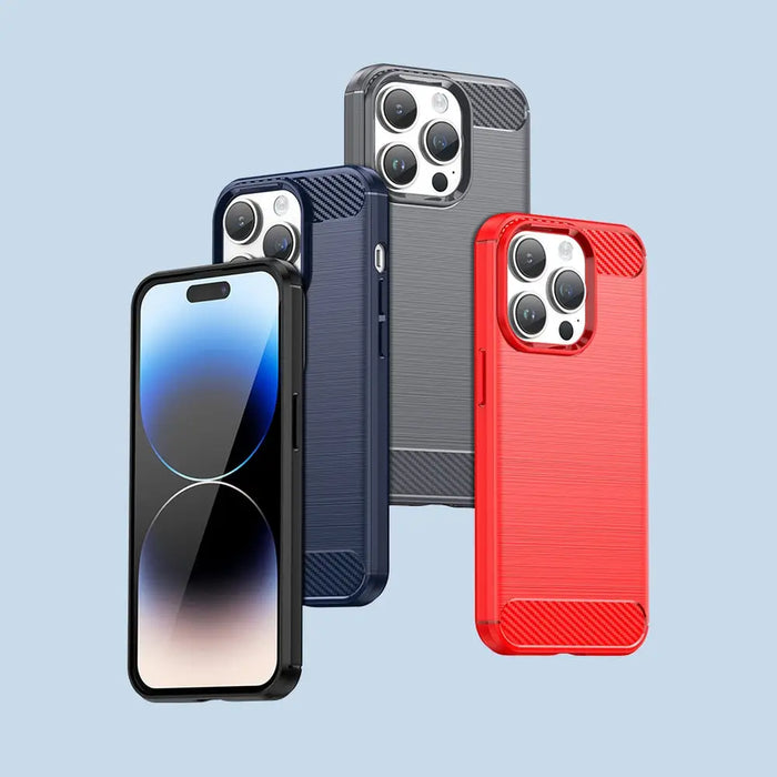 Carbon Case for iPhone 14 Pro Max flexible gel back cover blue - Cell phone cases and covers<<<HurtelXML