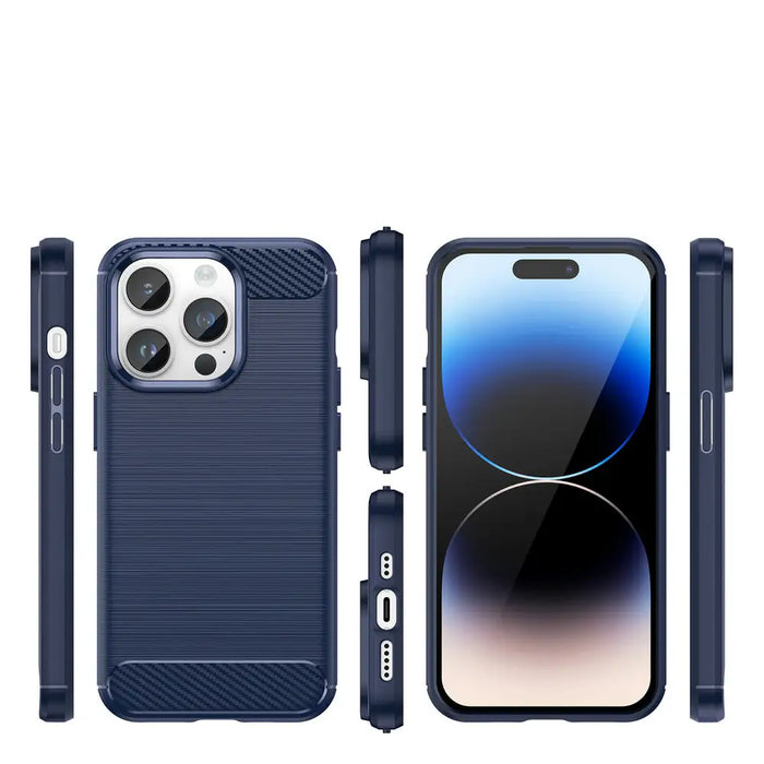 Carbon Case for iPhone 14 Pro Max flexible gel back cover blue - Cell phone cases and covers<<<HurtelXML