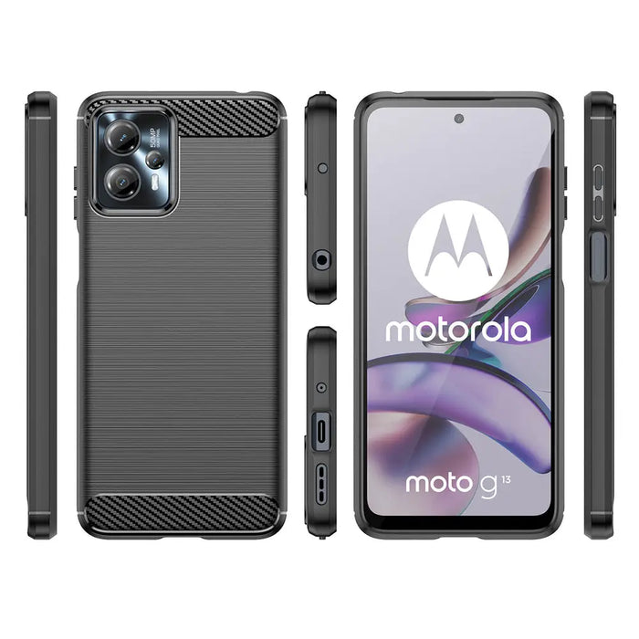 Carbon Case for Motorola Moto G13 flexible silicone carbon cover black - Cell phone cases and covers<<<HurtelXML