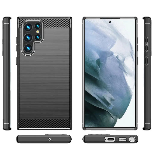 Carbon Case for Samsung Galaxy S23 Ultra flexible silicone carbon cover black - Cell phone cases and covers<<<HurtelXML