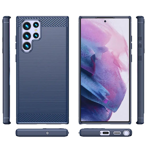 Carbon Case for Samsung Galaxy S23 Ultra flexible silicone carbon cover blue - Cell phone cases and covers<<<HurtelXML