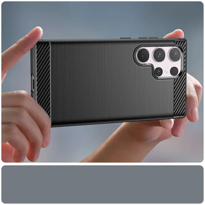 Carbon Case for Samsung Galaxy S24 Ultra Flexible Silicone Carbon Cover - Black - Cell phone cases