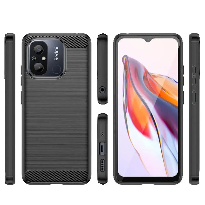 Carbon Case for Xiaomi Redmi 11A / Poco C55 / Redmi 12C Flexible Silicone Carbon Cover Black - Cell phone cases