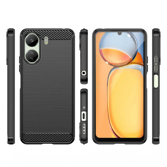 Carbon Case for Xiaomi Redmi 13c Flexible Silicone Carbon Cover - Black - Cell phone cases and covers<<<HurtelXML
