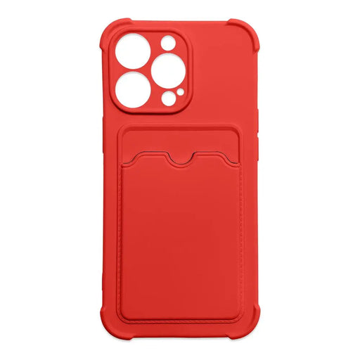 Card Armor Case Pouch Cover for iPhone 12 Pro Max Card Wallet Silicone Air Bag Armor Red - Cell phone cases