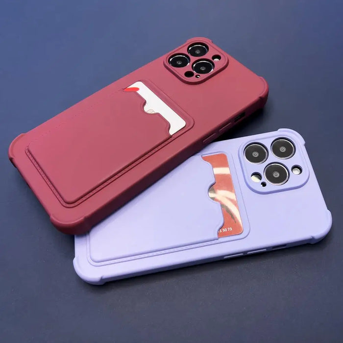 Card Armor Case Pouch Cover for iPhone 12 Pro Card Wallet Silicone Air Bag Armor Case Navy Blue - Cell phone cases
