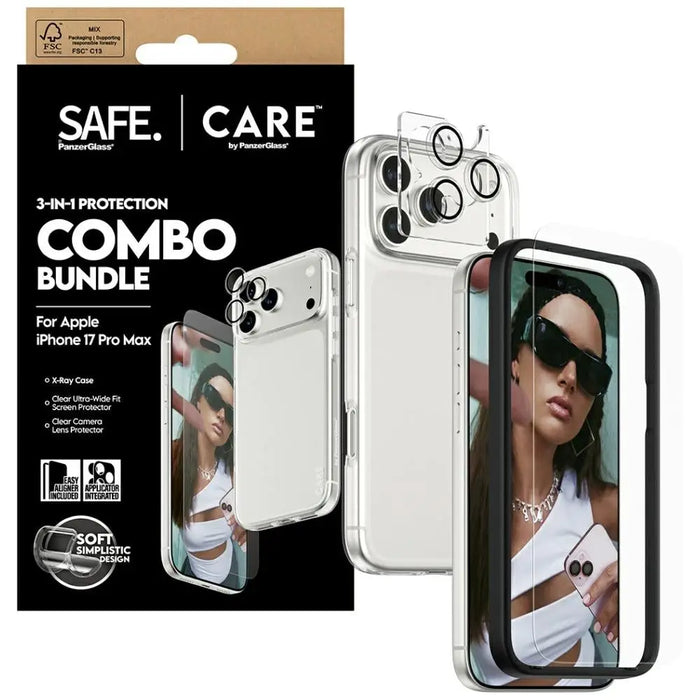 CARE by PanzerGlass Fashionable Combo 3in1 Case + Glass + Lens for iPhone 17 Pro Max - Cell phone cases