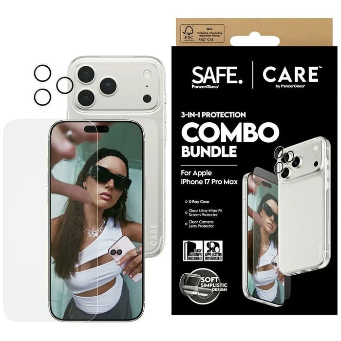 CARE by PanzerGlass Fashionable Combo 3in1 Case + Glass + Lens for iPhone 17 Pro Max - Cell phone cases