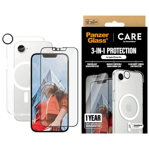 CARE by PanzerGlass Flagship 3in1 Case + Glass + Lens for iPhone 16e - transparent - Cell phone cases