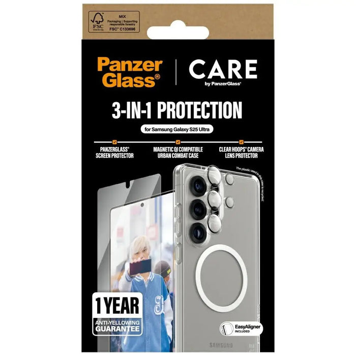 CARE by PanzerGlass Flagship 3in1 Case + Glass + Lens Protective Kit for Samsung Galaxy S25 Ultra - Cell phone cases