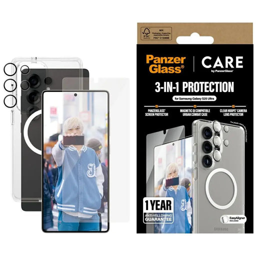 CARE by PanzerGlass Flagship 3in1 Case + Glass + Lens Protective Kit for Samsung Galaxy S25 Ultra - Cell phone cases