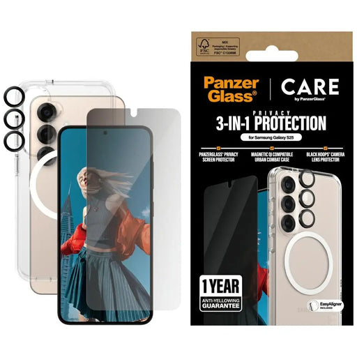 CARE by PanzerGlass Flagship 3in1 Case + Privacy Glass + Lens for Samsung Galaxy S25 - Cell phone cases