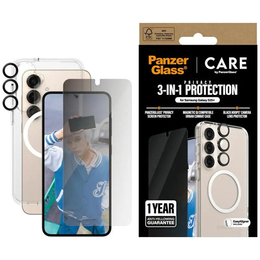CARE by PanzerGlass Flagship 3in1 Case + Privacy Glass + Lens for Samsung Galaxy S25+ - Cell phone cases