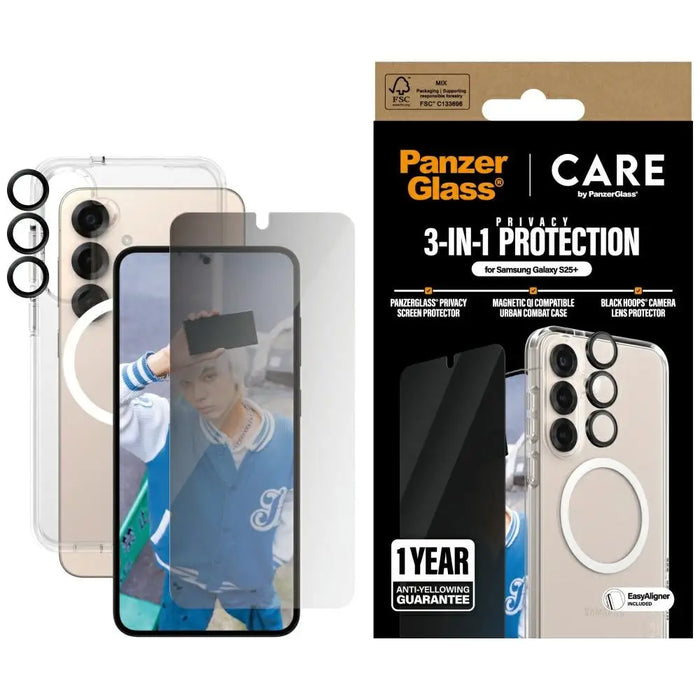 CARE by PanzerGlass Flagship 3in1 Case + Privacy Glass + Lens for Samsung Galaxy S25+ - Cell phone cases