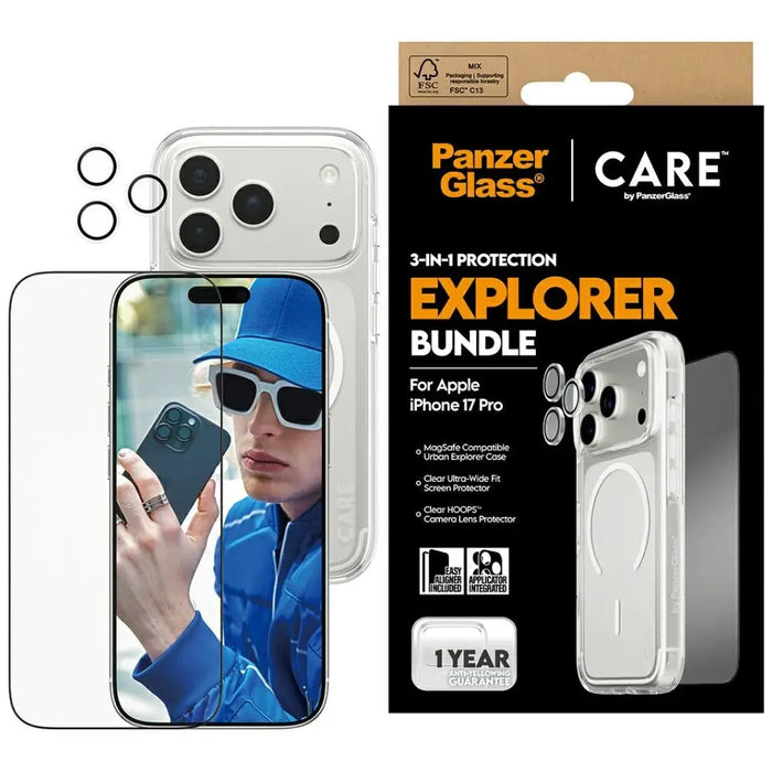 CARE by PanzerGlass Flagship Explorer 3-in-1 Case + Glass + Lens Protection Kit for iPhone 17 Pro - Cell phone cases