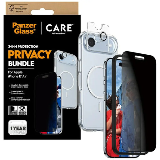 CARE by PanzerGlass Flagship Privacy 3-in-1 Case + Privacy Glass + Lens for iPhone Air - Cell phone cases