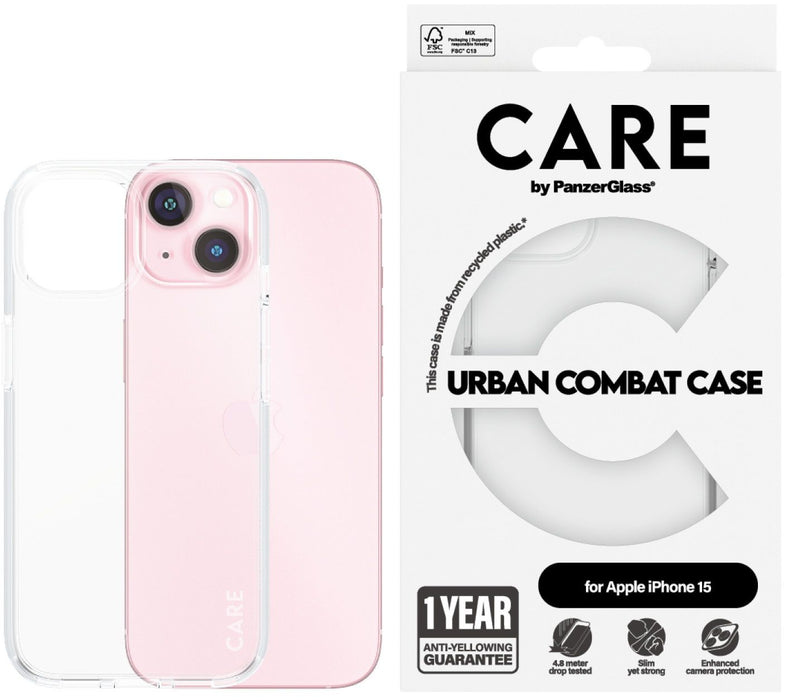 CARE by PanzerGlass Urban Combat Case for iPhone 15 - transparent