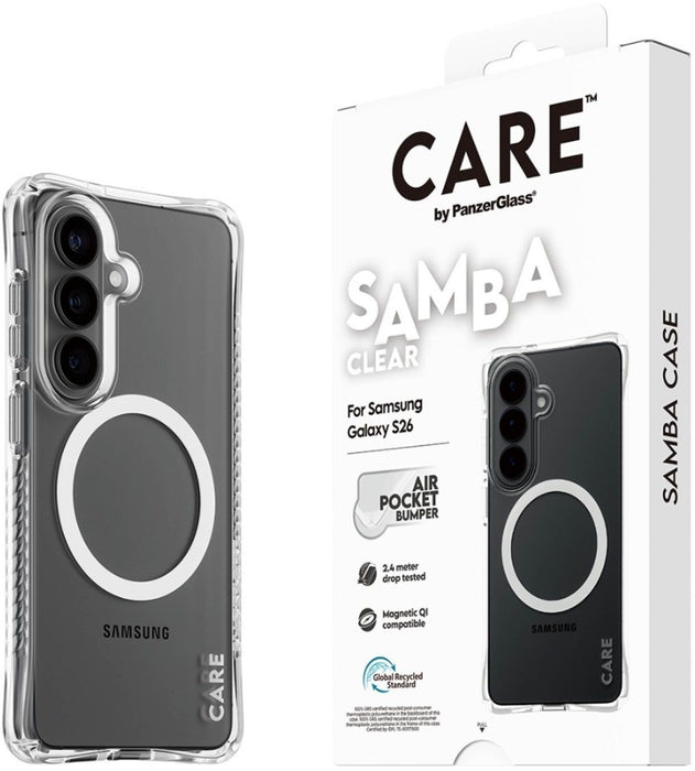 CARE by PanzerGlass Samba Transparent Qi Case for Samsung Galaxy S26 - Transparent