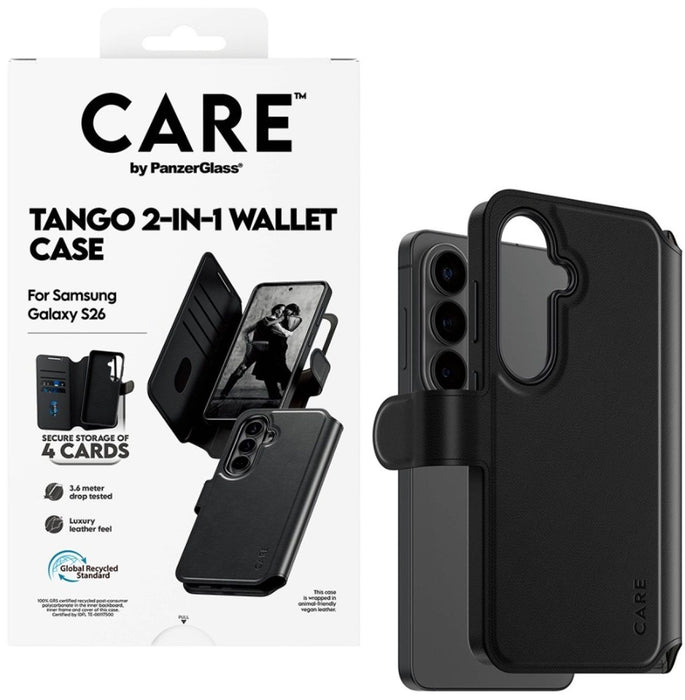 CARE by PanzerGlass Tango 2in1 Wallet Case for Samsung Galaxy S26 - Black