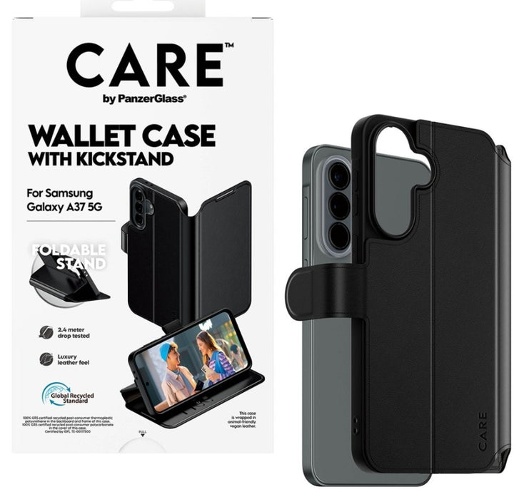 CARE by PanzerGlass Feature Wallet Kickstand Case for Samsung Galaxy A37 - Black