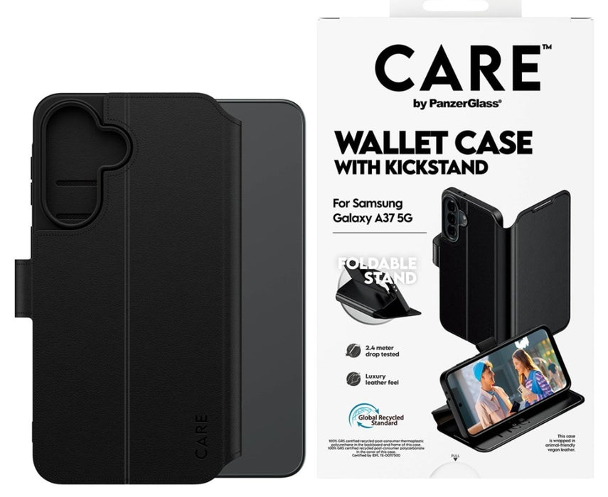 CARE by PanzerGlass Feature Wallet Kickstand Case for Samsung Galaxy A37 - Black