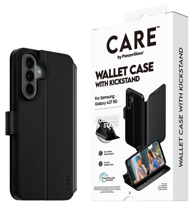 CARE by PanzerGlass Feature Wallet Kickstand Case for Samsung Galaxy A37 - Black
