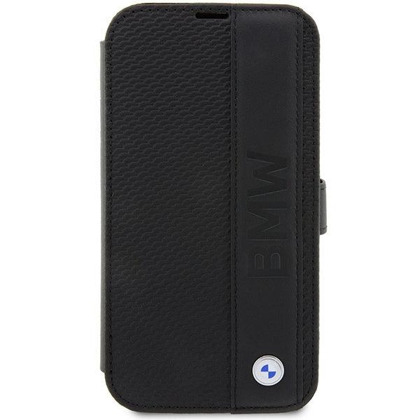 Case BMW BMBKP14X22RDPK iPhone 14 Pro Max 6.7’’ black/black bookcase Leather Textured&Stripe - Cell phone cases