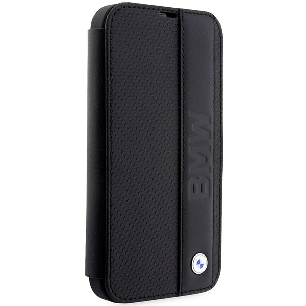 Case BMW BMBKP14X22RDPK iPhone 14 Pro Max 6.7’’ black/black bookcase Leather Textured&Stripe - Cell phone cases