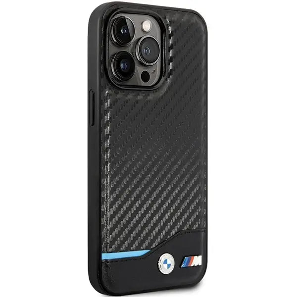Case BMW BMHCP13L22NBCK iPhone 13 Pro / 13 6.1’’ black/black hardcase Leather Carbon - Cell phone cases