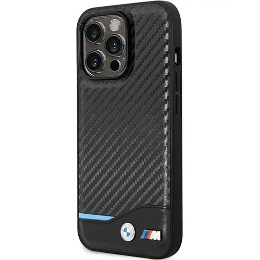 Case BMW BMHCP13L22NBCK iPhone 13 Pro / 13 6.1’’ black/black hardcase Leather Carbon - Cell phone cases