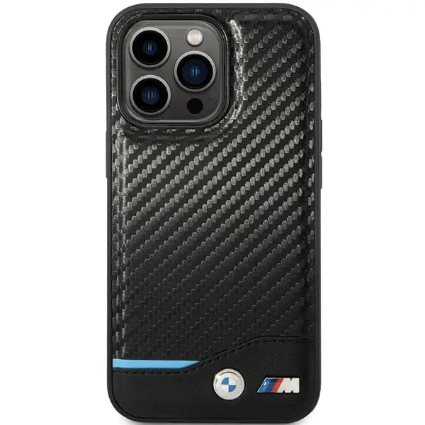 Case BMW BMHCP13L22NBCK iPhone 13 Pro / 13 6.1’’ black/black hardcase Leather Carbon - Cell phone cases