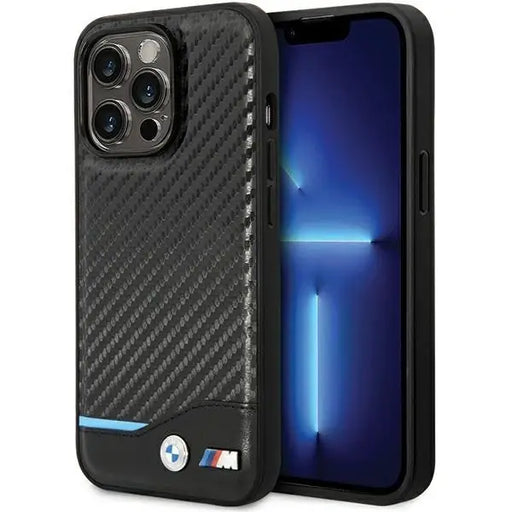 Case BMW BMHCP13L22NBCK iPhone 13 Pro / 13 6.1’’ black/black hardcase Leather Carbon - Cell phone cases