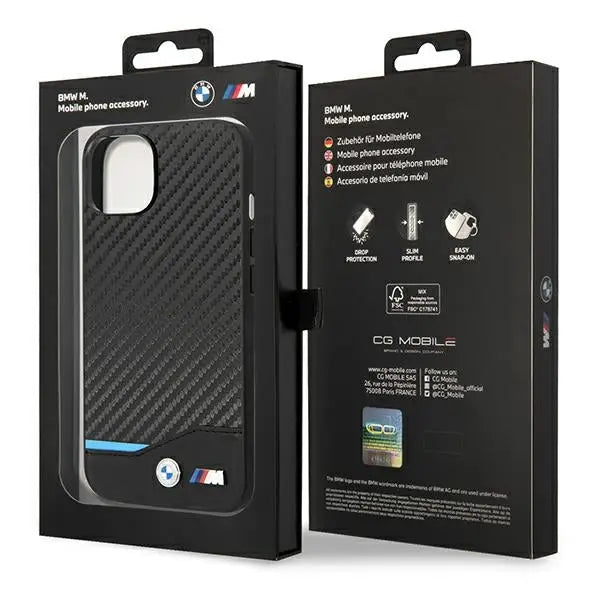 Case BMW BMHCP14S22NBCK iPhone 14 6.1 ’black / black Leather Carbon - Cell phone cases and covers<<<HurtelXML