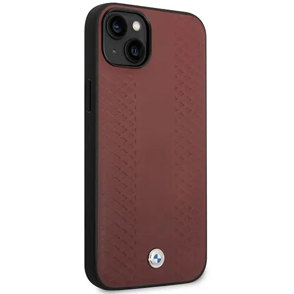 Case BMW BMHCP14S22RFGR iPhone 14 6.1’’ Burgundy/burgundy Leather Diamond Pattern - Cell phone cases