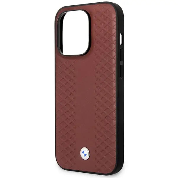 Case BMW BMHCP14X22RFGR iPhone 14 Pro Max 6.7’’ Burgundy/burgundy Leather Diamond Pattern - Cell phone cases