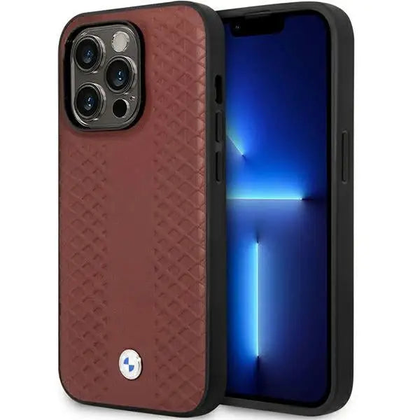 Case BMW BMHCP14X22RFGR iPhone 14 Pro Max 6.7’’ Burgundy/burgundy Leather Diamond Pattern - Cell phone cases