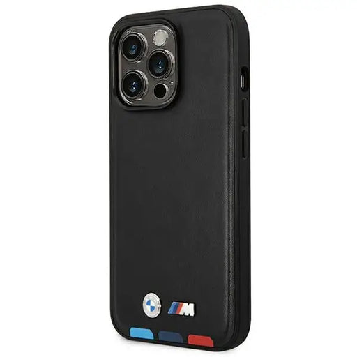 Case BMW BMHMP14L22PTDK iPhone 14 Pro 6.1 ’black / black Leather Stamp Tricolor Magsafe - Cell phone cases