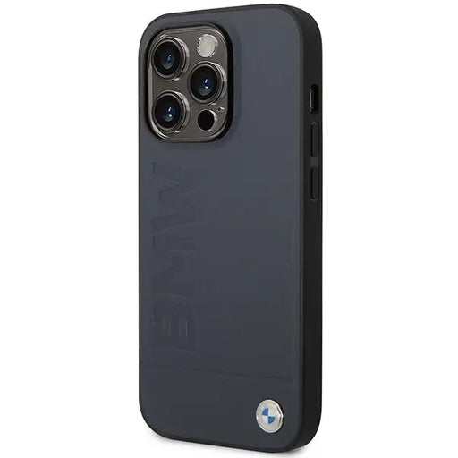 Case BMW BMHMP14LSLLNA iPhone 14 Pro 6.1’’ navy/navy hardcase Leather Hot Stamp MagSafe - Cell phone cases
