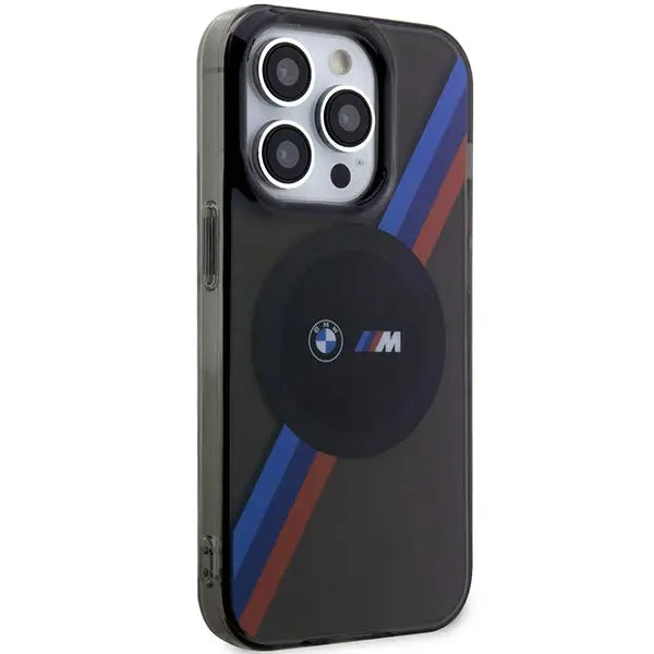 Case BMW BMHMP14XHDTK iPhone 14 Pro Max 6.7’’ grey/grey hardcase Tricolor Stripes MagSafe - Cell phone cases