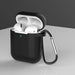 Case for AirPods 2 / AirPods 1 silicone soft cover for headphones + keychain carabiner pendant black (case D) - Cell