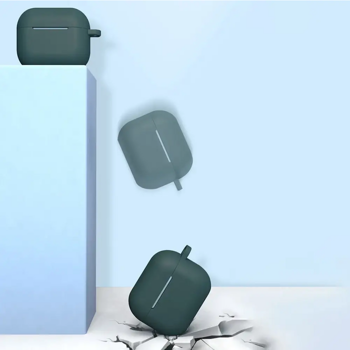 Case for AirPods 3 Silicone Soft Earphone Cover + Keychain Lobster Clasp Pendant Dark Blue (Case D) - Cell phone cases