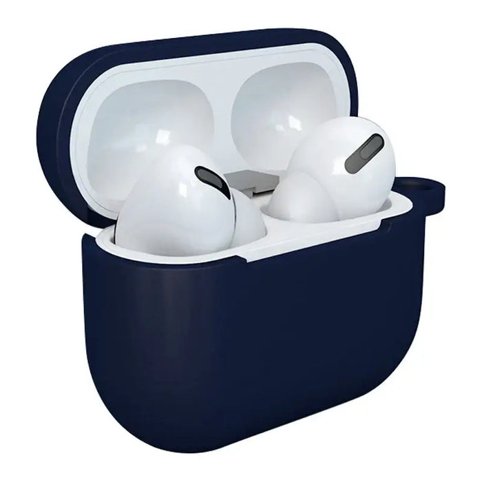 Case for AirPods 3 Silicone Soft Earphone Cover + Keychain Lobster Clasp Pendant Dark Blue (Case D) - Cell phone cases