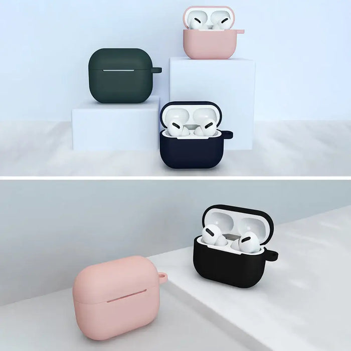 Case for AirPods 3 Silicone Soft Earphone Cover + Keychain Lobster Clasp Pendant Dark Blue (Case D) - Cell phone cases